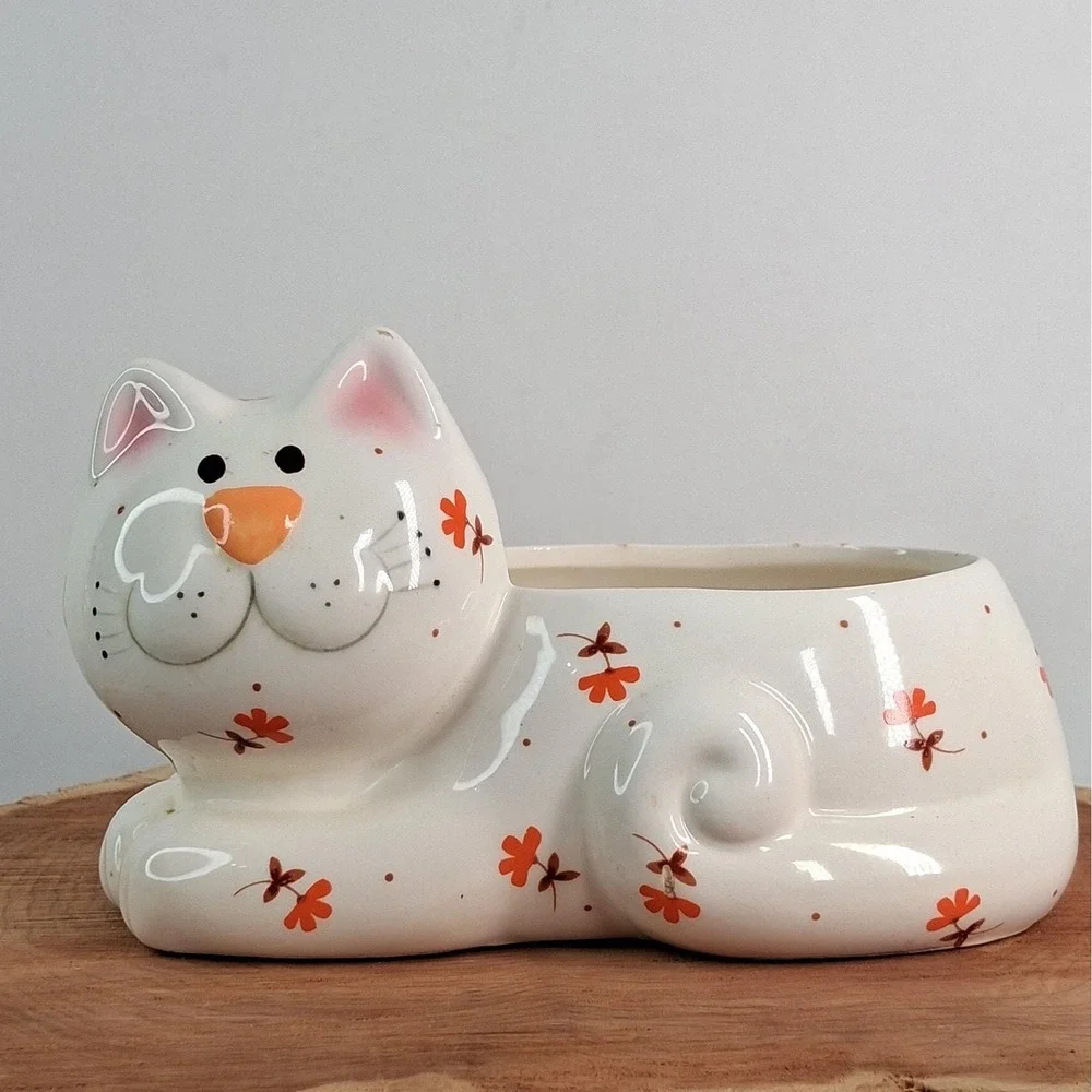Vintage Josef Original Cat Planter Scrubby Sponge Holder Ceramic
